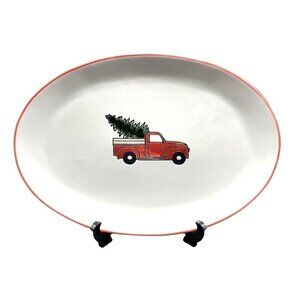 NEW Christmas Plate Platter Red Truck Christmas Tree Winter Wonder Lane NWT
